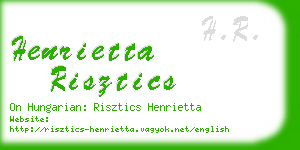 henrietta risztics business card